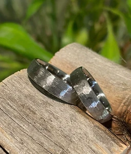Matching Ring Set, Modern Wedding Rings, Titanium, Rugged Brushed Finish - Picture 1 of 6