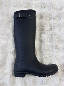 Hunter Original Tall WFT1000RMA Womens Black Pull On Rain Boots Size 7 M - Picture 1 of 6