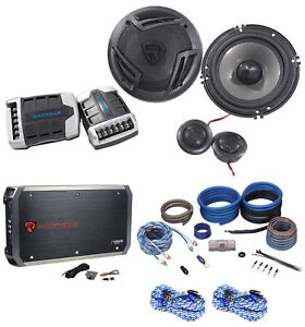 Rockville RXH-F5 Amplifier Car Stereo Amp+Wire Kits+Cable+Component Speakers