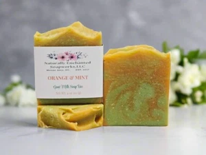 Goat milk Soap Bar Orange & mint scented natural handcrafted artisan soap - Picture 1 of 3