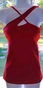 Kira Grace Unique Asymmetric Red Yoga Tank Built In Removable Bra XS - Picture 1 of 7