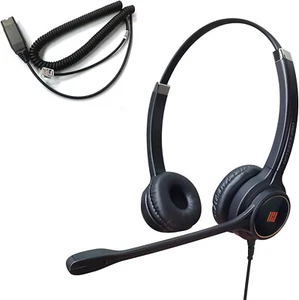 Nowy - IPD IPH-255 Zestaw słuchawkowy do telefonu z mikrofonem redukującym szum do biura - Zdjęcie 1 z 10