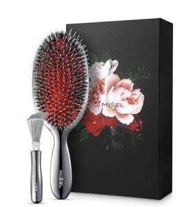 MISEL Boar Bristle Hair Brush and Brush Cleaner Bundle for Women and Men | Detan - Picture 1 of 1