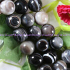 Natural 10mm Black Stripe Agate Onyx Gemstone Round Loose Beads 15" Aaa