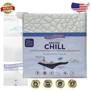 Arctic Chill Waterproof Mattress Protector - 5-Sided Cooling for California King - Picture 1 of 9