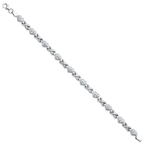 "Pulsera estampada de oro liso blanco de 14 K Ioka - 7,25" - Imagen 1 de 2