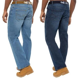 Mens Bootcut Jeans Wide Leg Flared Denim Trouser Belted Pants All UK Waist Sizes