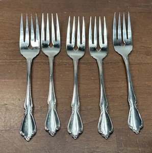 Set of 5 Oneidacraft Oneida Deluxe Stainless CHATEAU Salad Forks - Picture 1 of 6