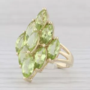 5.75ctw Verde Peridoto Racimo Anillo de Cóctel 10k Oro Amarillo Talla 6.25 - Imagen 1 de 10