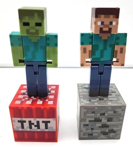 Minecraft Zombie Steve TNT Figure Pack Lot Of 4 Pieces - Loose Preloved - Picture 1 of 5