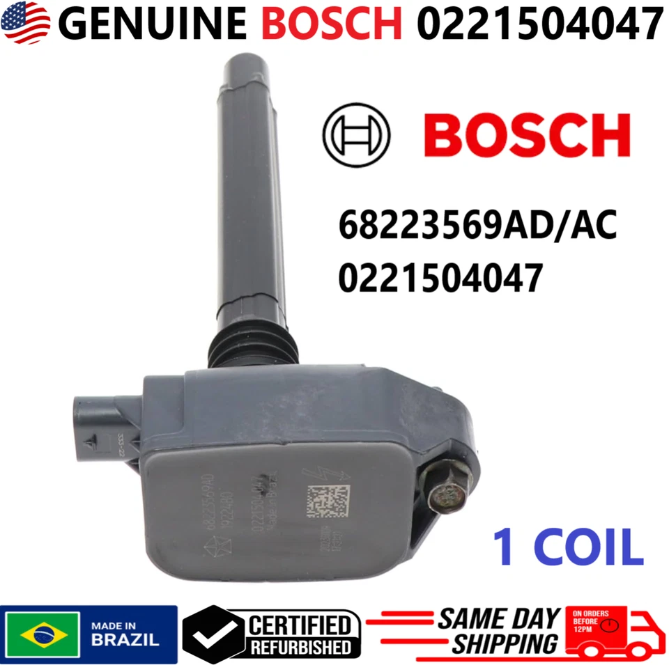Bobina de ignição BOSCH x1 genuína para 2016-2024 Jeep Chrysler Dodge RAM, 0221504047 - Imagem 1 de 4