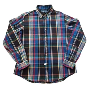 Vintage Polo Ralph Lauren Shirt Mens M Multicolor Plaid Classic Fit Button Up - Picture 1 of 14