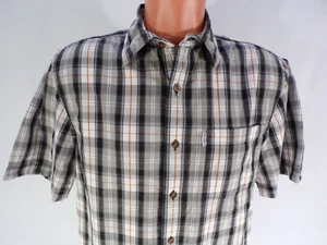 Carhartt Relaxed Fit Shirt Mens Medium Short Sleeve 100% Cotton Plaid Pocket C2 - Picture 1 of 7