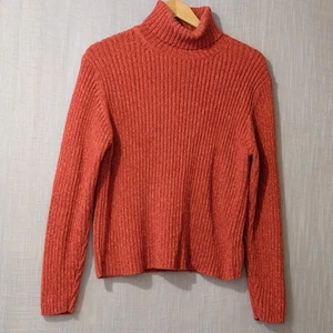 Maglione maglia a costine collo tartaruga Eddie Bauer rosso/arancione donna XL #H87-41 usato in ottime condizioni - Foto 1 di 9