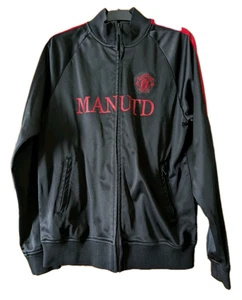 Manchester United Tracksuit Top Official Merchandise tag Black Red Medium UK - Picture 1 of 11
