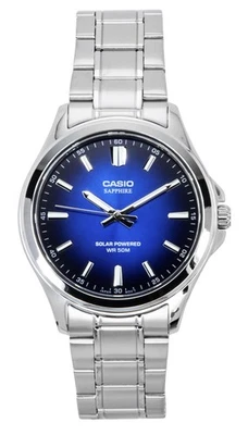 Casio Standard Analog Stainless Steel Blue Dial Solar MTS-RS100D-2AV Men's Watch - Imagen 1 de 4
