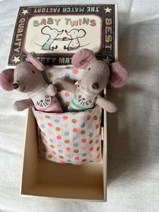 Maileg Retired Baby Twin Mice Matchbox Mouse Set from 2017 - Picture 1 of 5