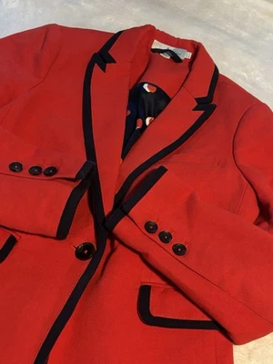 Boden Blazer женщин миниатюрный 2p красный темно-синий хлопок шерсти куртка - Изображение 1 из 4