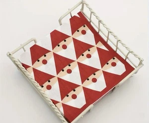 FAST KOSTENLOSER VERSAND 2 individuelle Papierservietten (geometrisches Weihnachtsmann-Design) - Bild 1 von 4