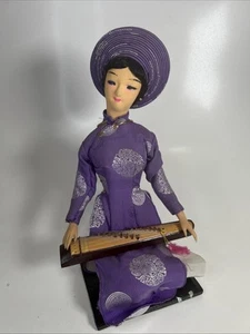Bambole antiche vietnamite fatte a mano rare con strumenti che suonano 10" - Foto 1 di 13