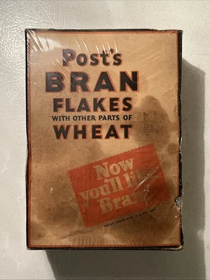 NOS Post Bran Flakes Cereal Unopened 1930-40’s Store Stock Fragile Sealed Box - Image 1 of 4