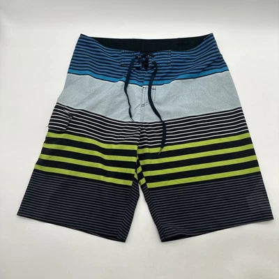 Pantalones cortos de playa Quiksilver para hombre talla 32 a rayas con logotipo bordado. #35192 Foto 1 de 4