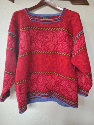 Шерстяной свитер Oleana The Norwegian Story красный цветочный женский L/XL - Изображение 1 из 4