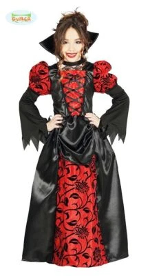 GUIRCA CARNEVALE HALLOWEEN VESTITO COSTUME VAMPIRA VAMPIRE VAMPIRESSA ELEGANTE BAMBINA