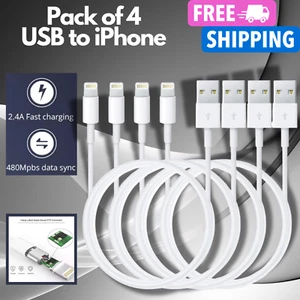 4 x iPhone Charger Fast For Apple Cable USB Lead 5 6 7 8 X XS XR SE 11 12 13 14 - Afbeelding 1 van 25