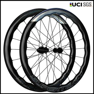 700C Disc Brake Carbon Wheelset Center Lock/6 Bolt Road Bike Wheels Width 28mm  - Picture 1 of 11