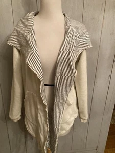 Anthropologie Saturday Sunday Longer Sweater Jacket Ivory & Blue Stripe Size XS - Picture 1 of 10