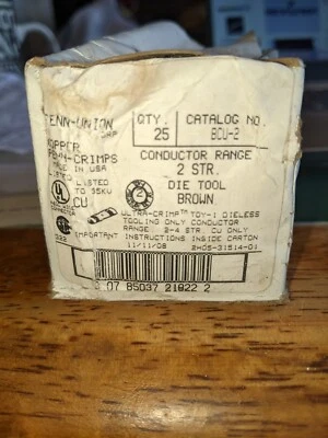 Penn Union,BCU-2, 2-awg brown straight splice, (box-25) - Image 1 of 4