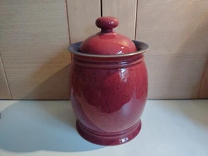 Denby Harlequin Red with Blue Interior Large Handcrafted Storage Jar - Picture 1 of 7