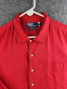 Polo Ralph Lauren BONNARD Silk Cotton Blend XL Red Long Sleeve Button Up Shirt - Bild 1 von 20