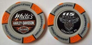 WHITE'S HARLEY-DAVIDSON Lebanon PA Gray/Orange 115th Anniversary Poker Chip - Picture 1 of 3