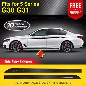 Fits BMW G30 G31 5 Series Sport Side Skirt Sticker 3D CARBON PATTERN Vinyl Decal - Picture 1 of 10