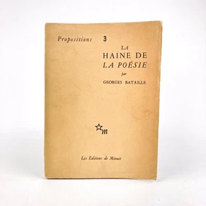 GEORGES BATAILLE : LA HAINE DE LA POÉSIE . ÉDITIONS DE MINUIT . 1947 . EO - Picture 1 of 9