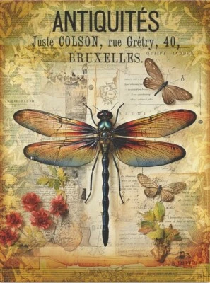 Póster decoupage libélula vintage impresión gótica arte de pared para el hogar Foto 1 de 4