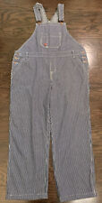 Vintage Dickies Work Farm Bib Denim Blue Jean Pant Overalls Mens Size XL Striped