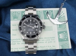 2000 Rolex Submariner Date 16610 Black Dial 40mm Warranty Box Papers SEL W1150 - Picture 1 of 5