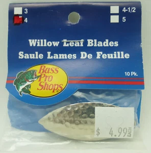 Bass Pro Shops #4 Silver Hammered Willow Leaf Spinner Bait Blades Pack of 10 - Picture 1 of 2