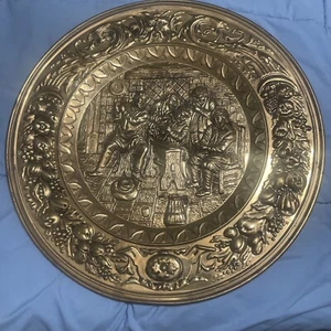 Vintage Peerage Brass X-LG 22.5" Embossed Wall Plaque/Hanging Plate From England - Picture 1 of 4