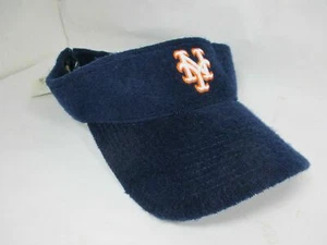 Vintage Strap Back New York Mets Midnight Blue Plush Like Visor Hat One Size - Picture 1 of 8