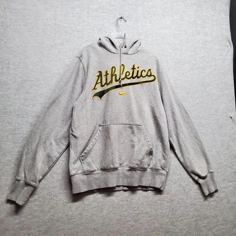 Oakland Athletics Women Sweatshirt Medium Gray Hoodie Logo Nike Embroidered Cover