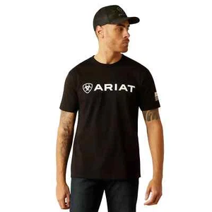 Ariat Men's Shield Flag Black T Shirt  54197 - Picture 1 of 4