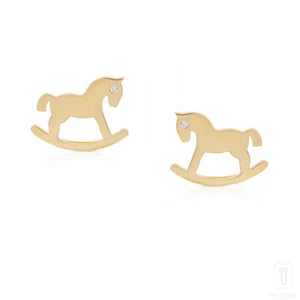 Aretes pequeños de oro de 14 quilates con diamantes de 0,01 quilates vs/F-G - The Jewelz - Imagen 1 de 6