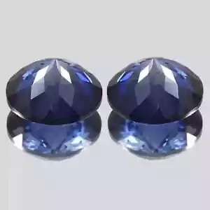 40 Ct Natural Blue Sapphire Ceylon Round Cut Certified Loose Gemstone Pair - Picture 1 of 7