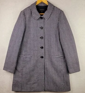 Ann Taylor Pea Coat Women Large Button Up Lined Pocket Gray Tweed Long Jacket - Picture 1 of 9