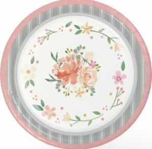 Farmhouse Floral 10 Inch Paper Plates 8 Pack Wedding Bridal Decorations - Picture 1 of 2