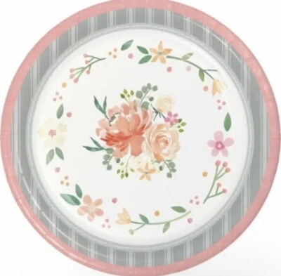 Farmhouse Floral 10 Inch Paper Plates 8 Pack Wedding Bridal Decorations - Image 1 of 2